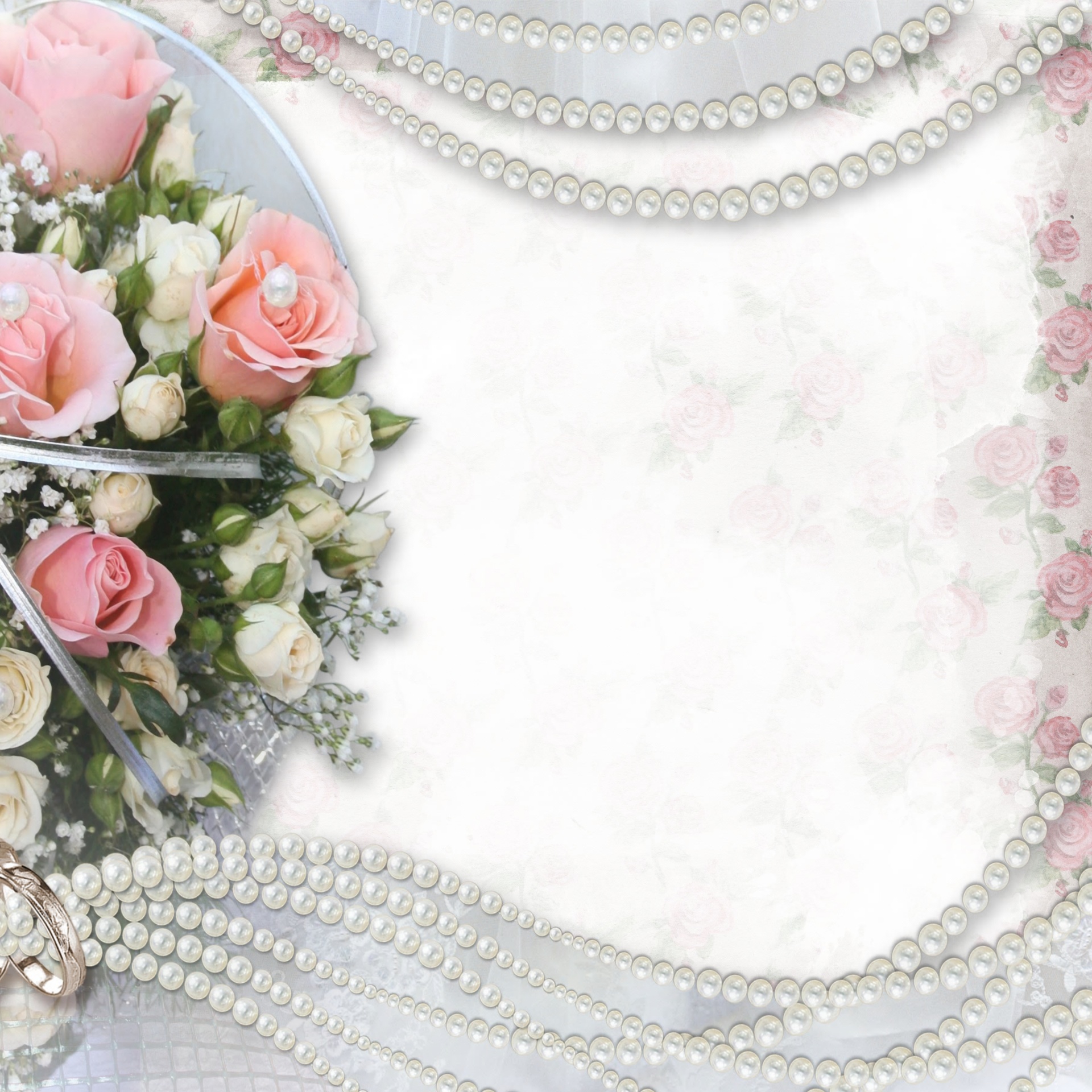 Background Scrapbook Roses & Pearls