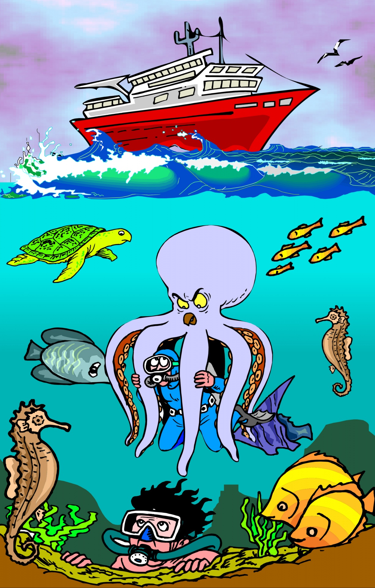 Children Fun Illustration Octopus