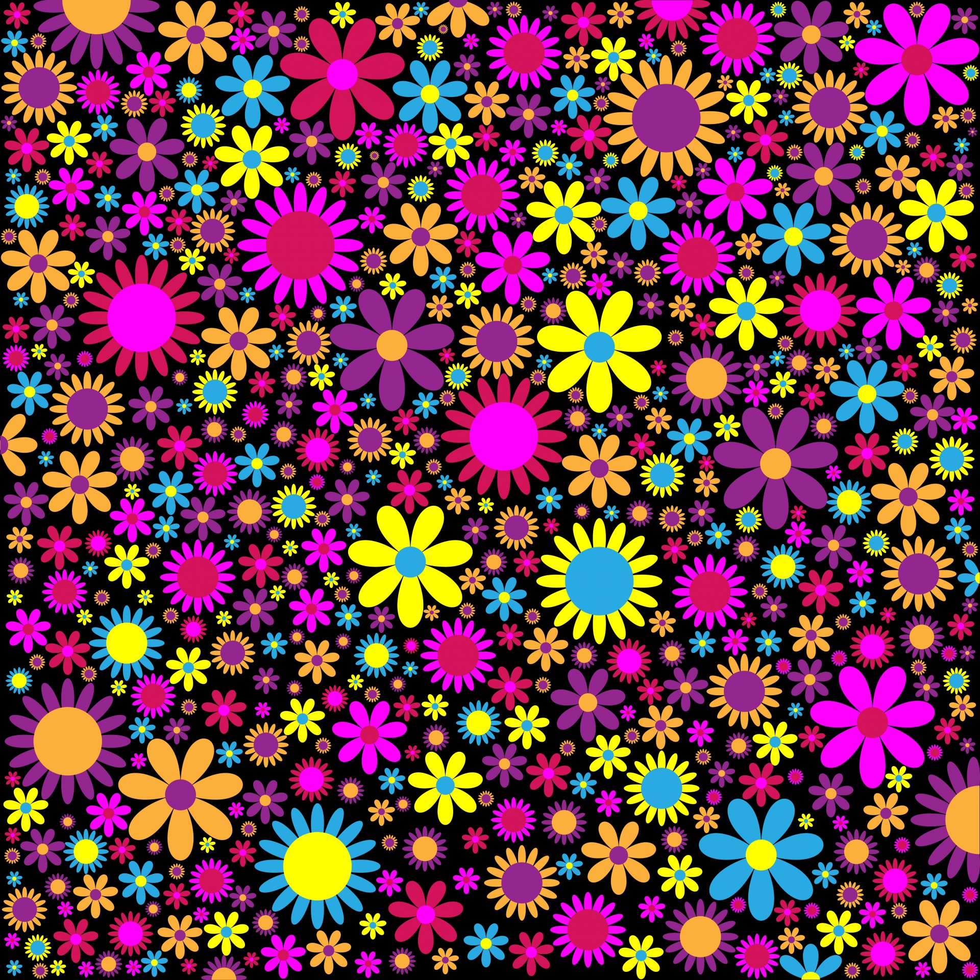 Bright and busy floral wallpaper background