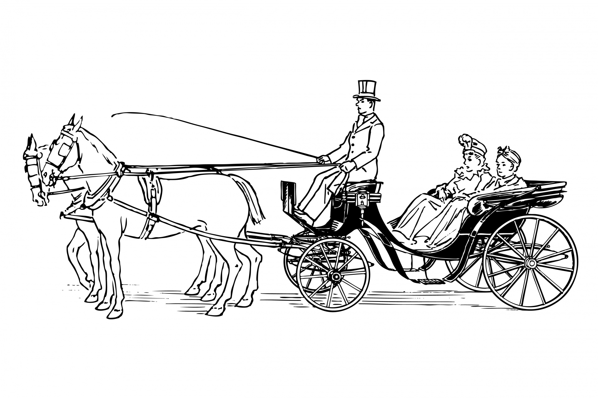 Vintage horse drawn carriage clipart illustration