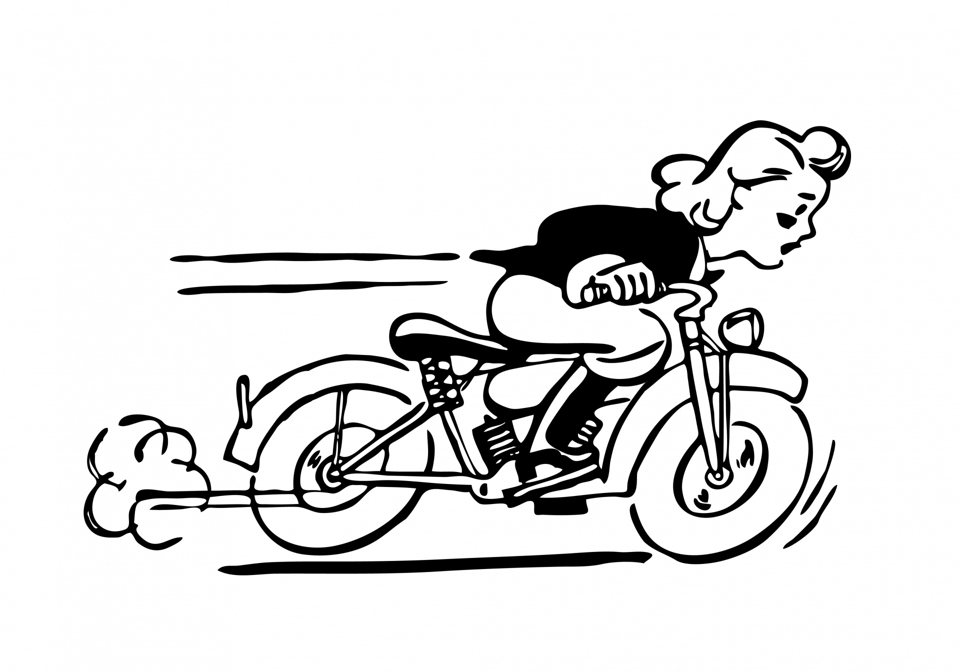 Lady Riding Motorbike Clipart