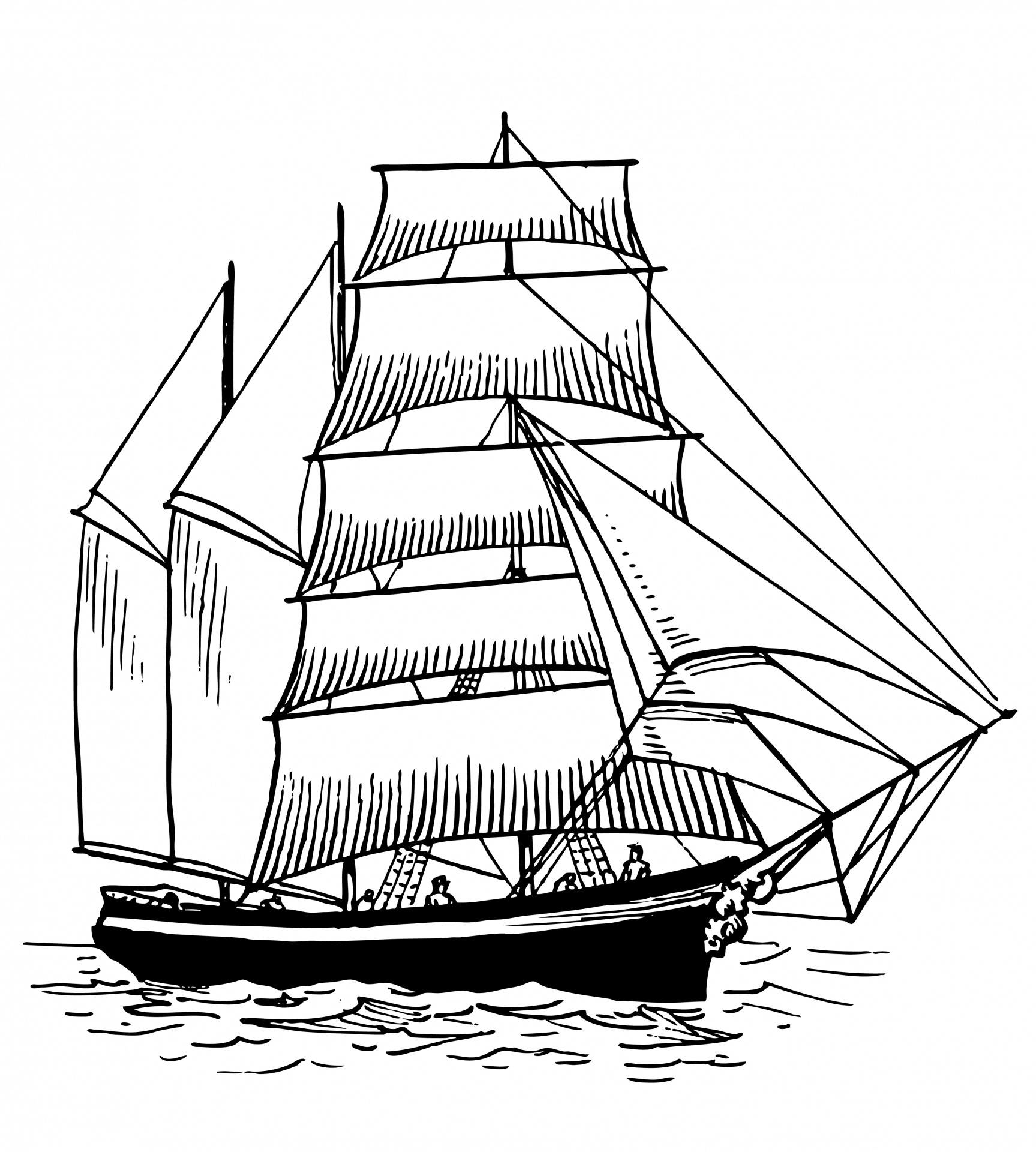 Ship Clipart Vintage Illustration