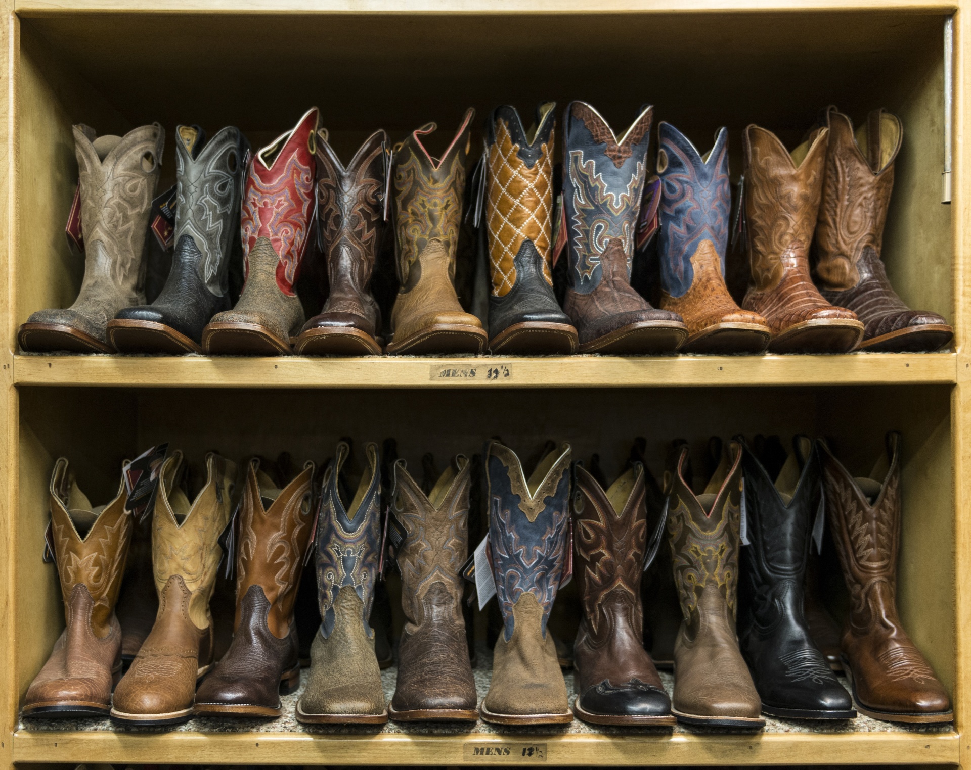Western Cowboy Boots Displayed