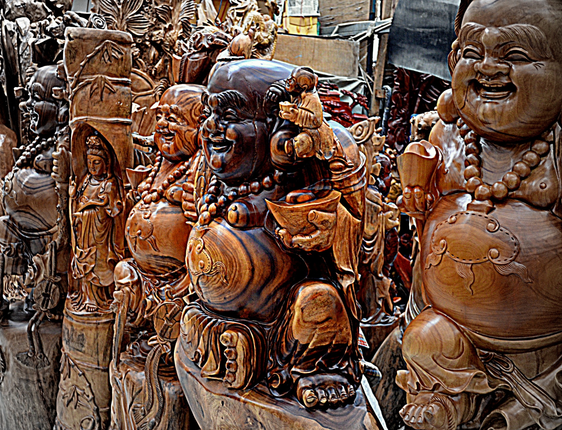 Wood Carved Buddhas