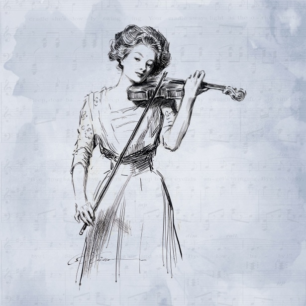 Hegedű Lady Zene Háttér Szabad kép - Public Domain Pictures