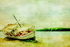 Boat Aground Vintage Illustration