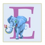 Letter E, Elephant Illustration