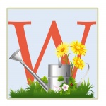 Letter W, Watering Can Illustration