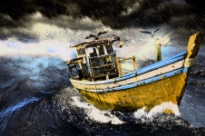 Painting - Old Boat In Storm