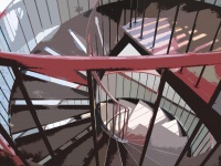 Spiral Staircase With Red Railing