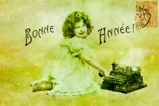 Vintage Child With Typewriter