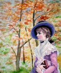 Vintage Lady Woodland Background