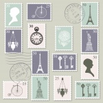 Vintage Postage Stamps Set