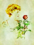 Woman Rose Vintage Wallpaper