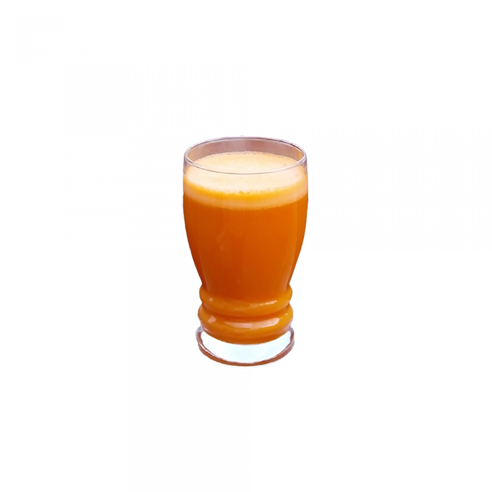 Carrot juice in glass isolated on white background