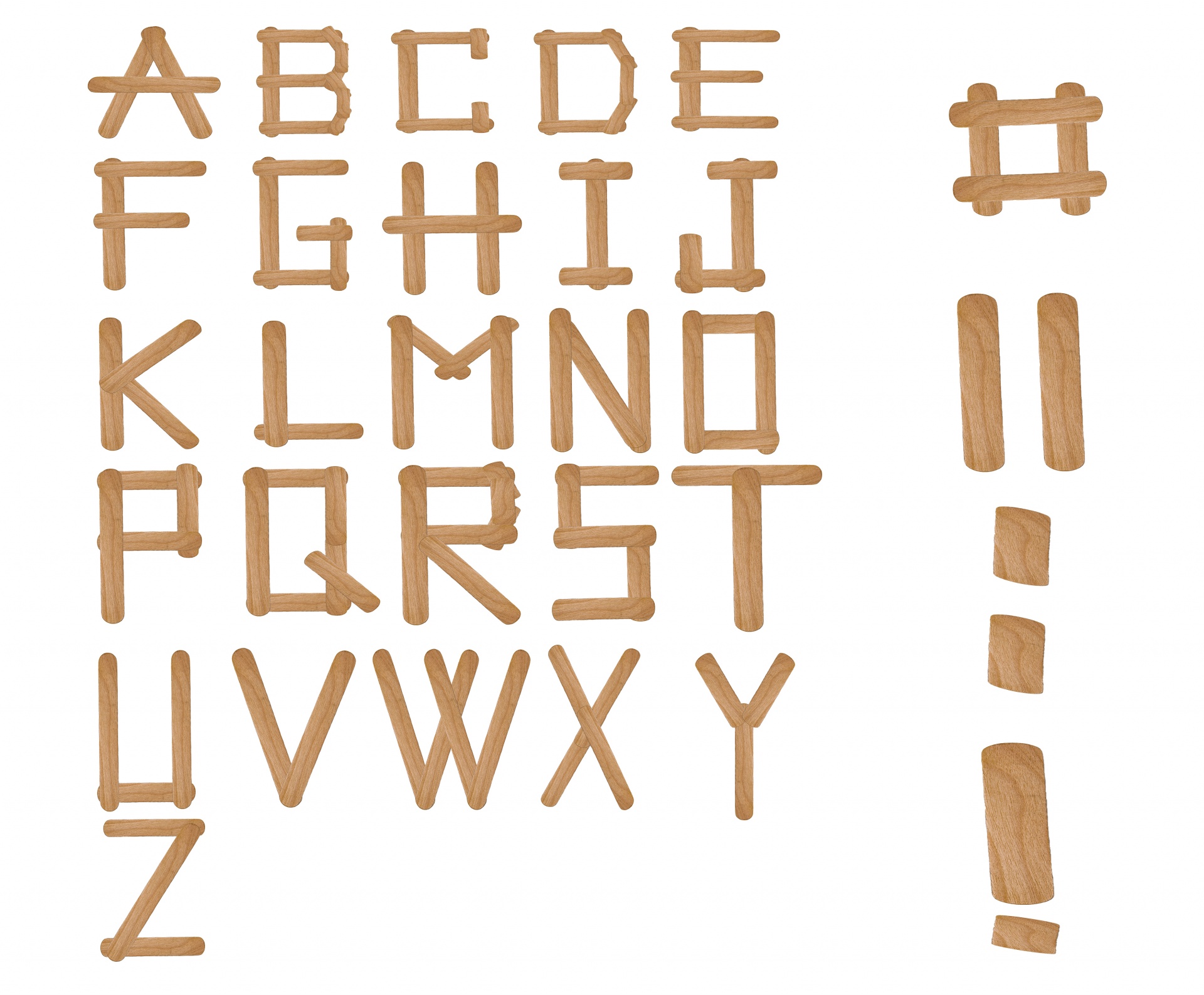 Alphabet From Wood Ice-cream Stick