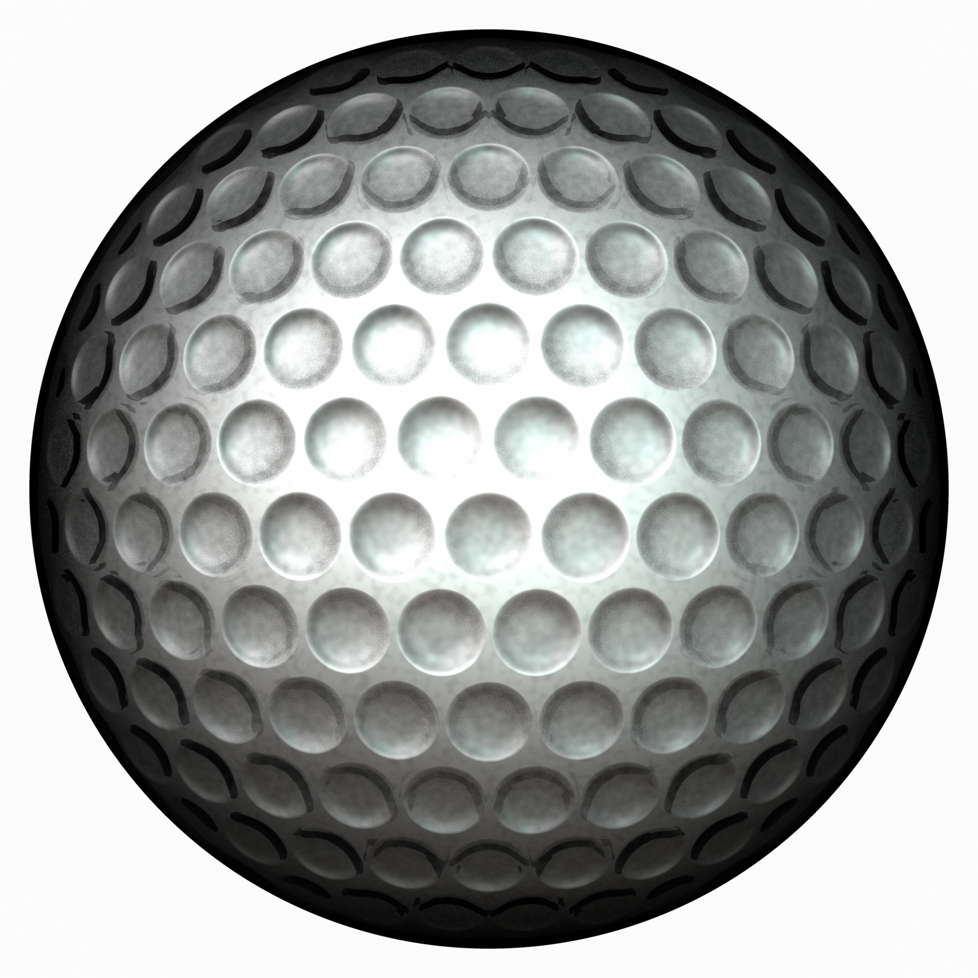grey metallic golf ball isolated on white background