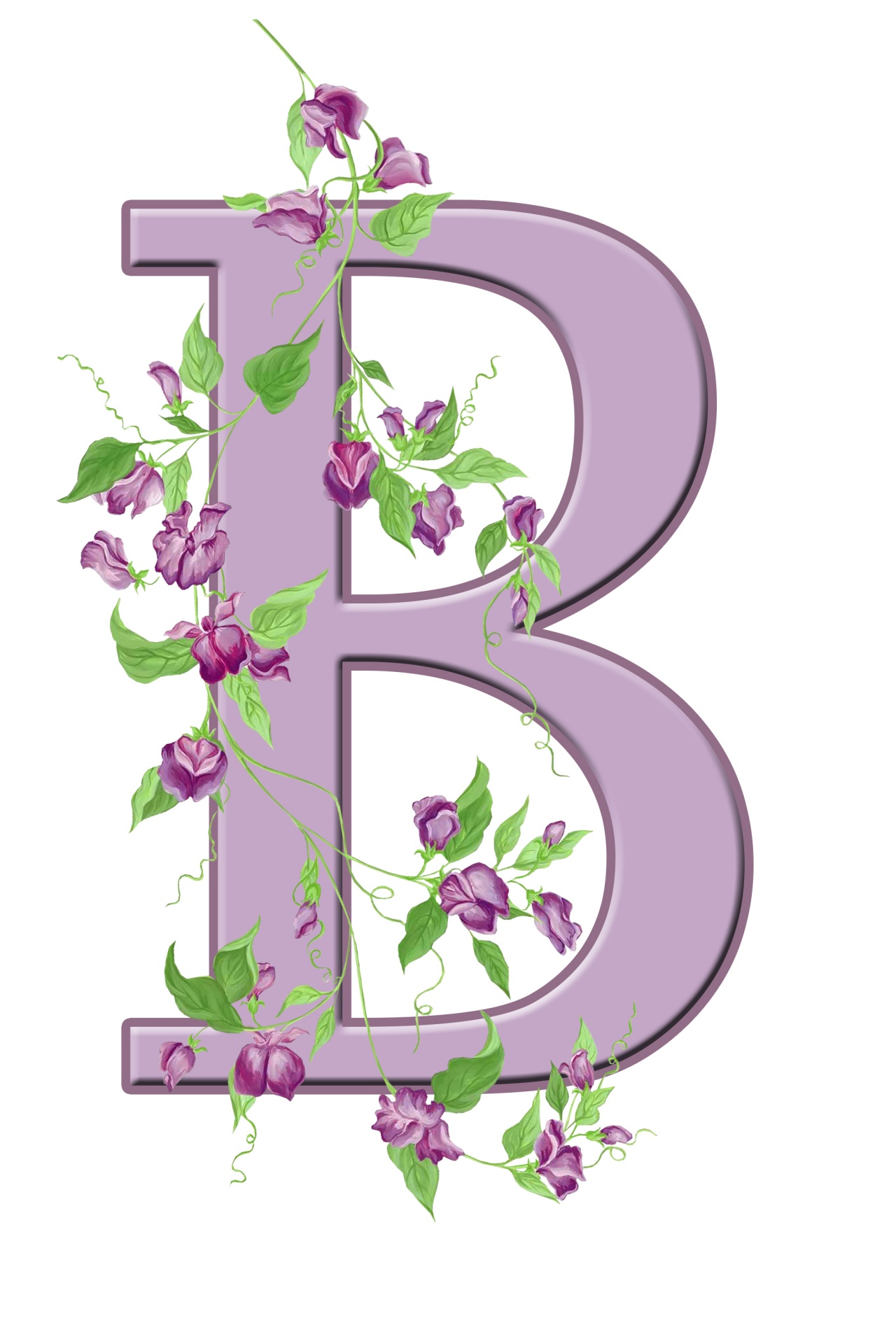 Floral monogram, initial, letter B