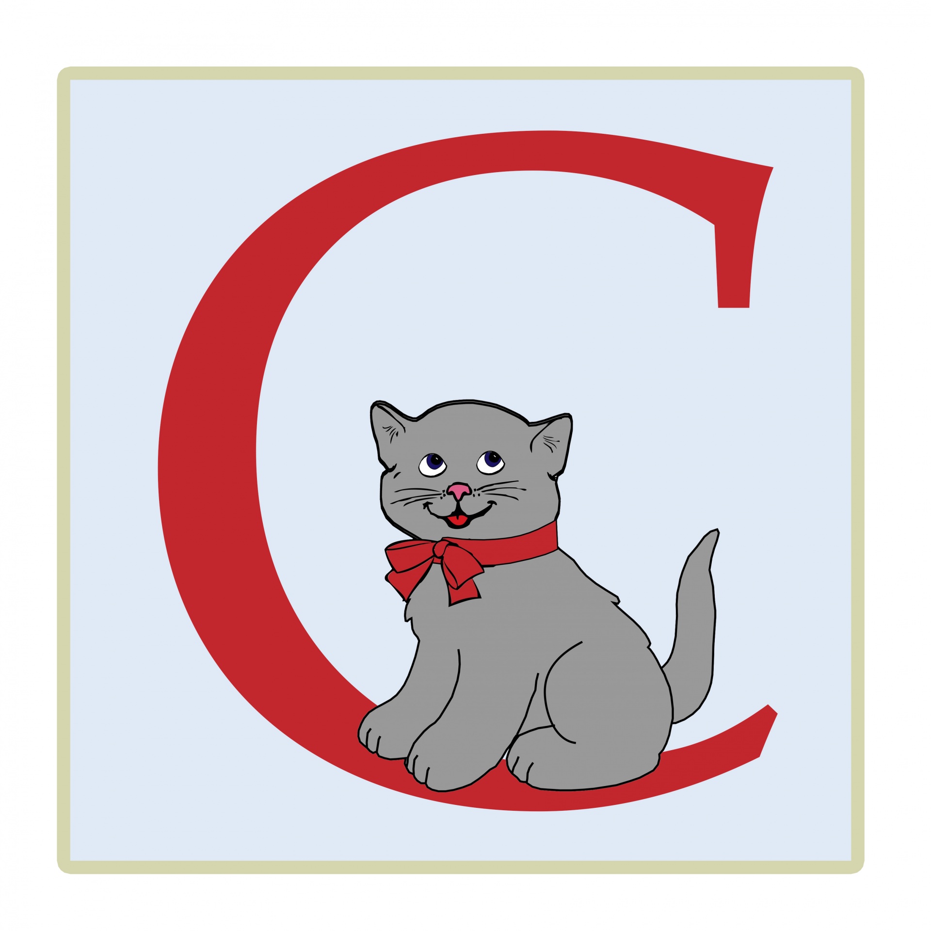 Letter C, Cat Illustration