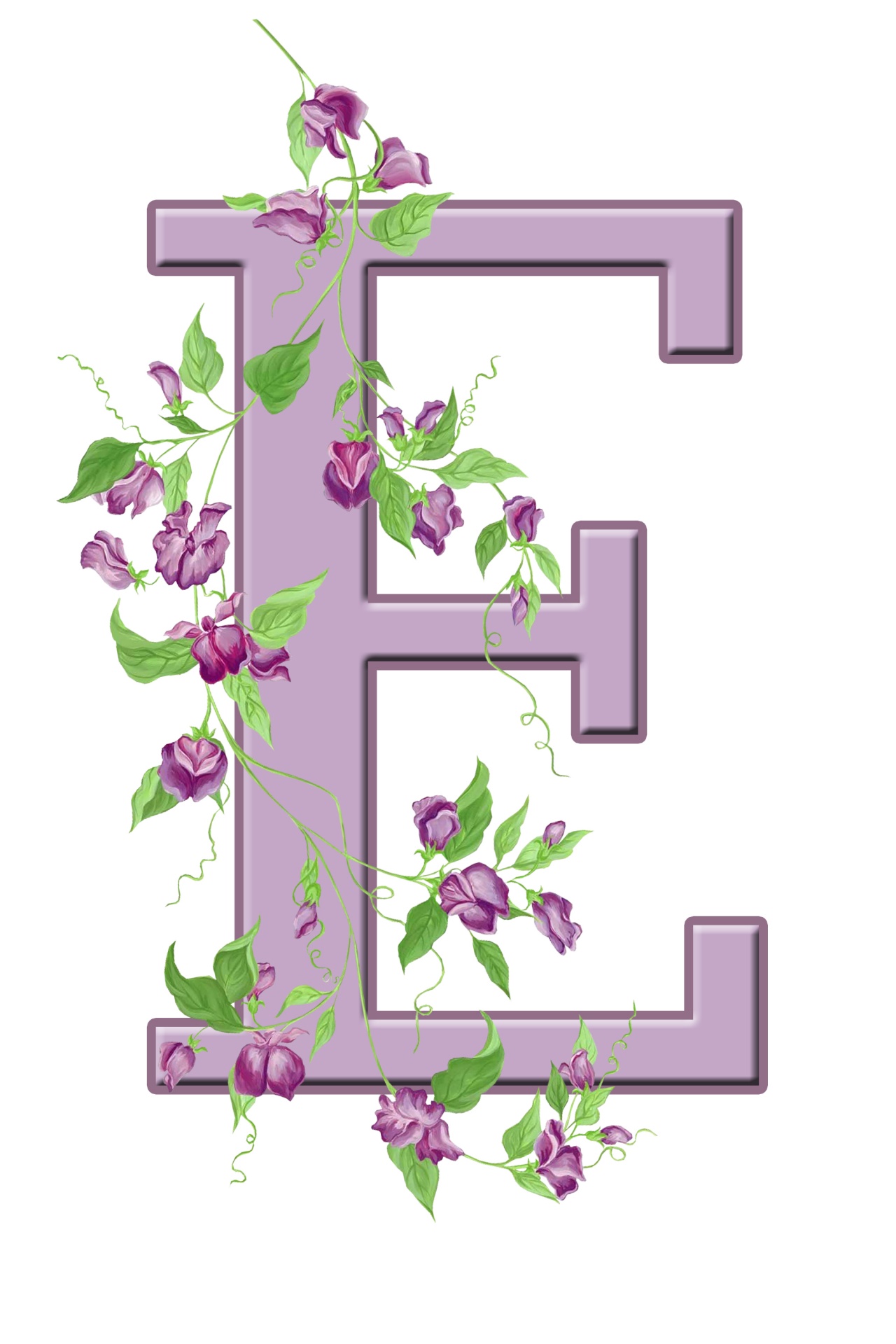 Letter E Floral Initial