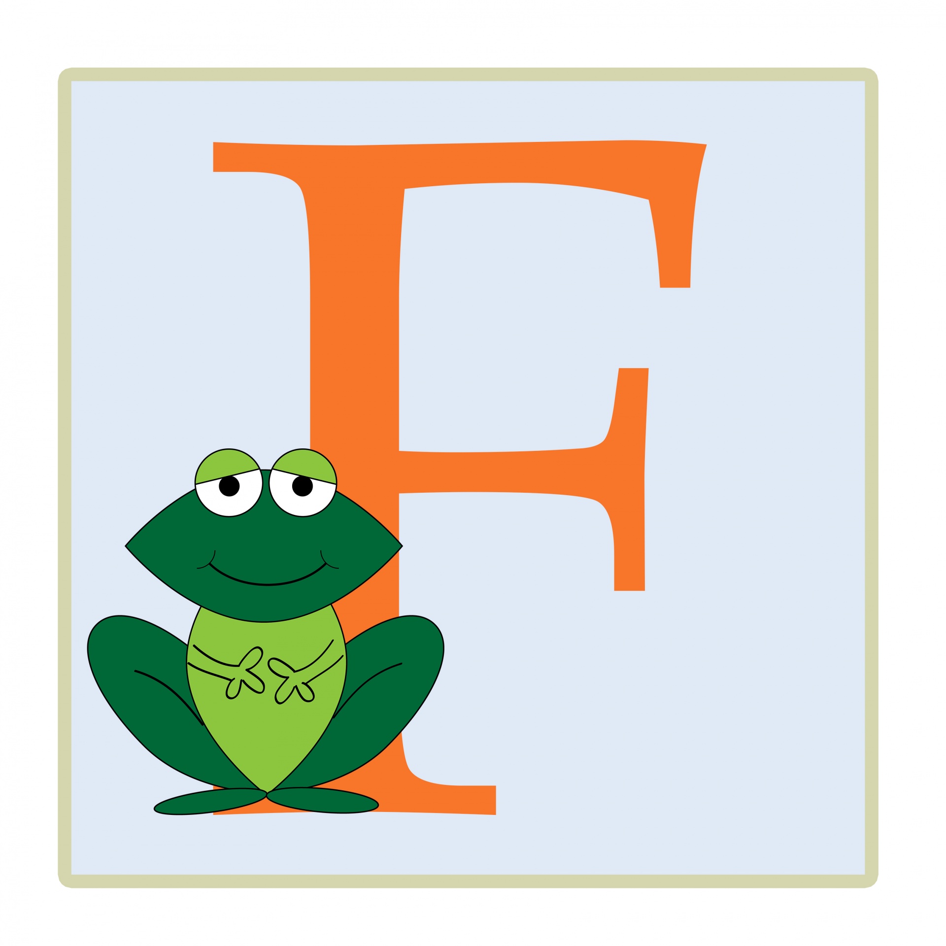Letter F, Frog Illustration
