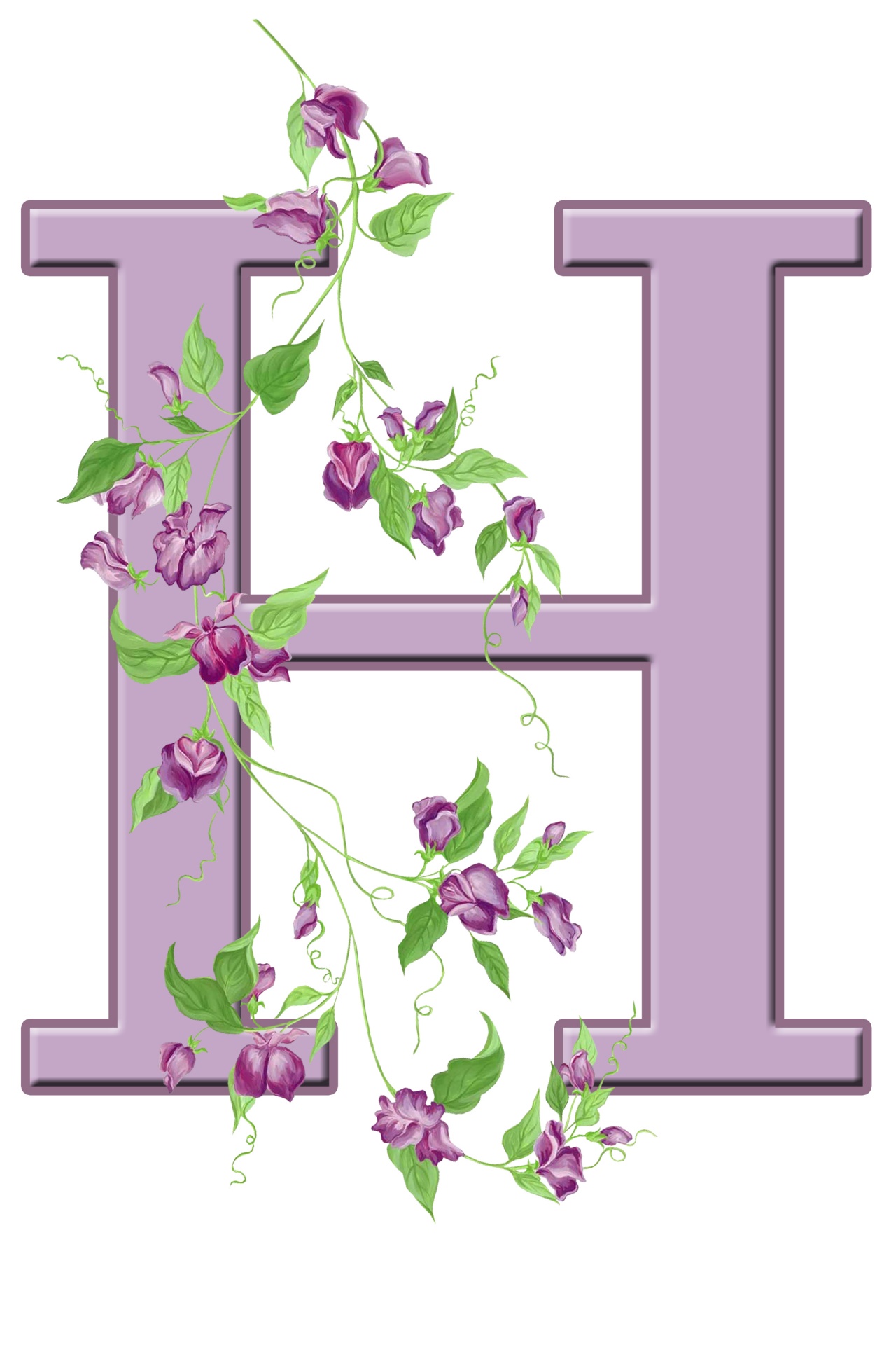 Letter H Floral Initial