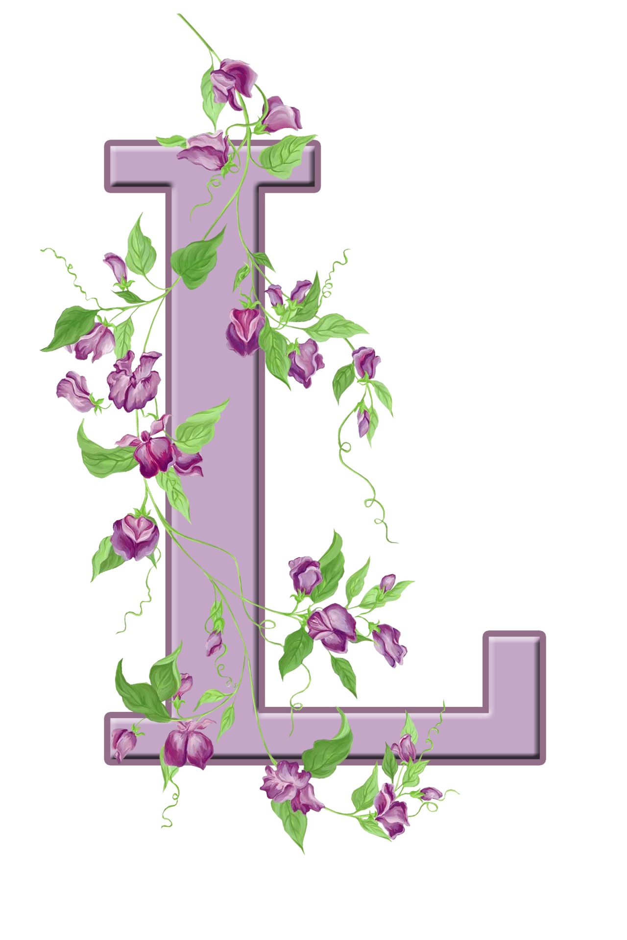 Floral monogram, initial, letter L