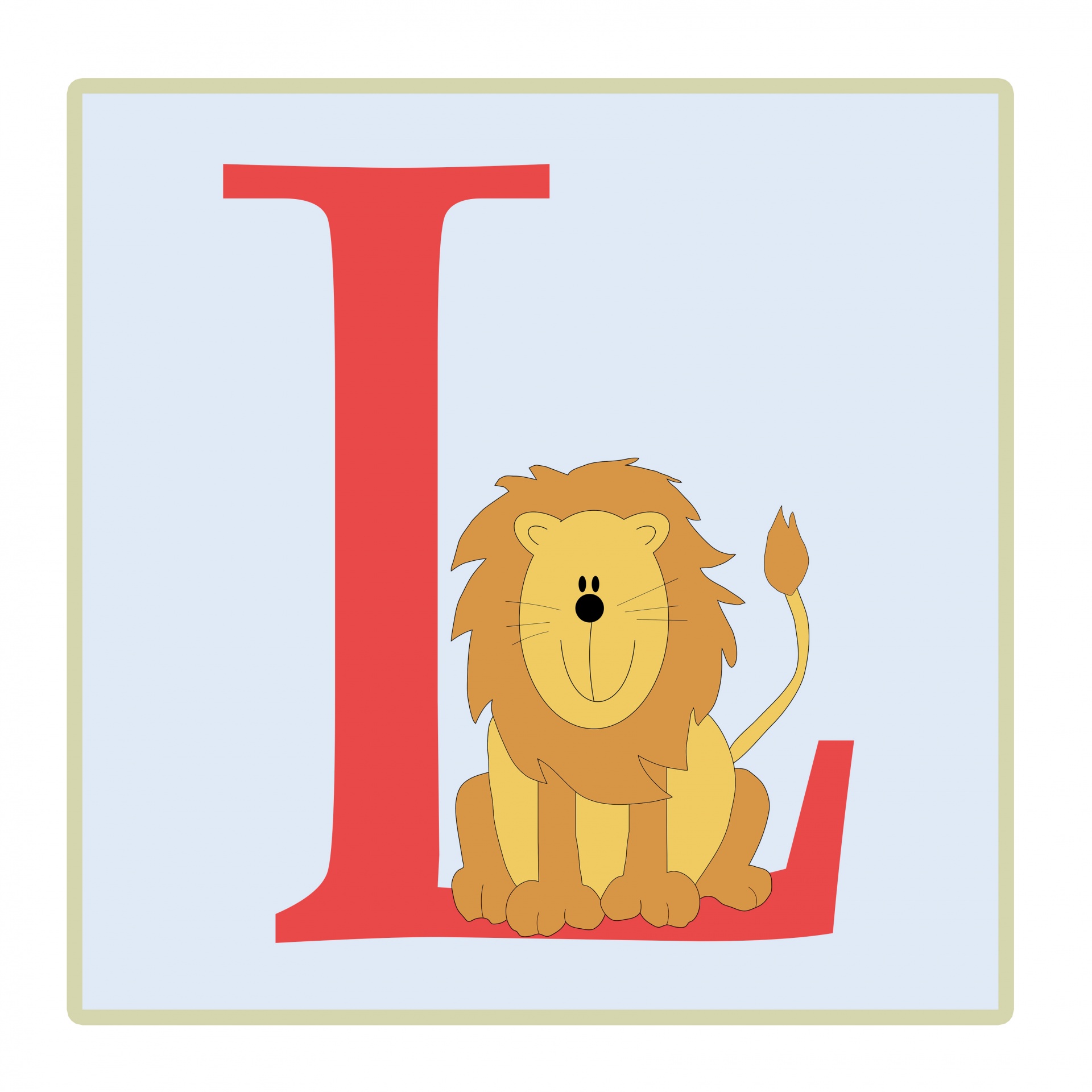 Letter L, Lion Illustration