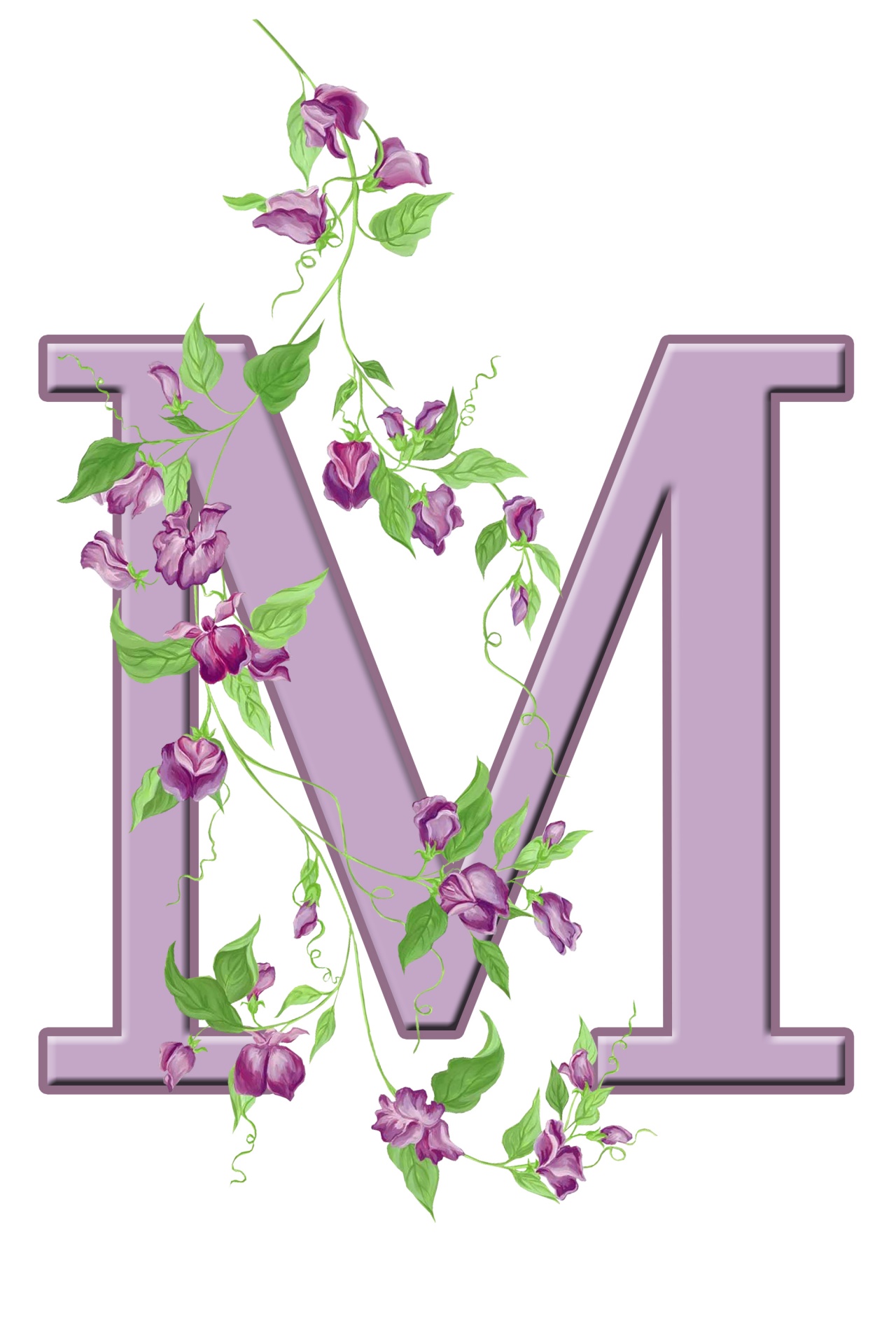 Letter M Floral Initial