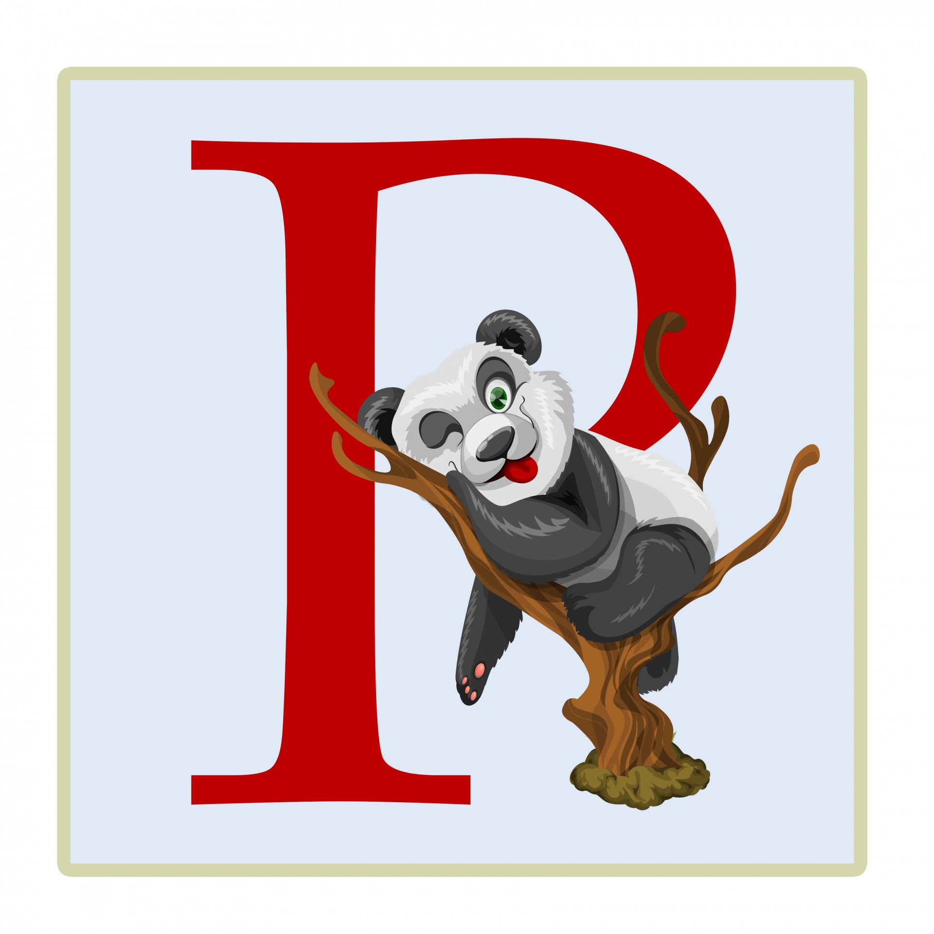 Letter P, Panda Illustration