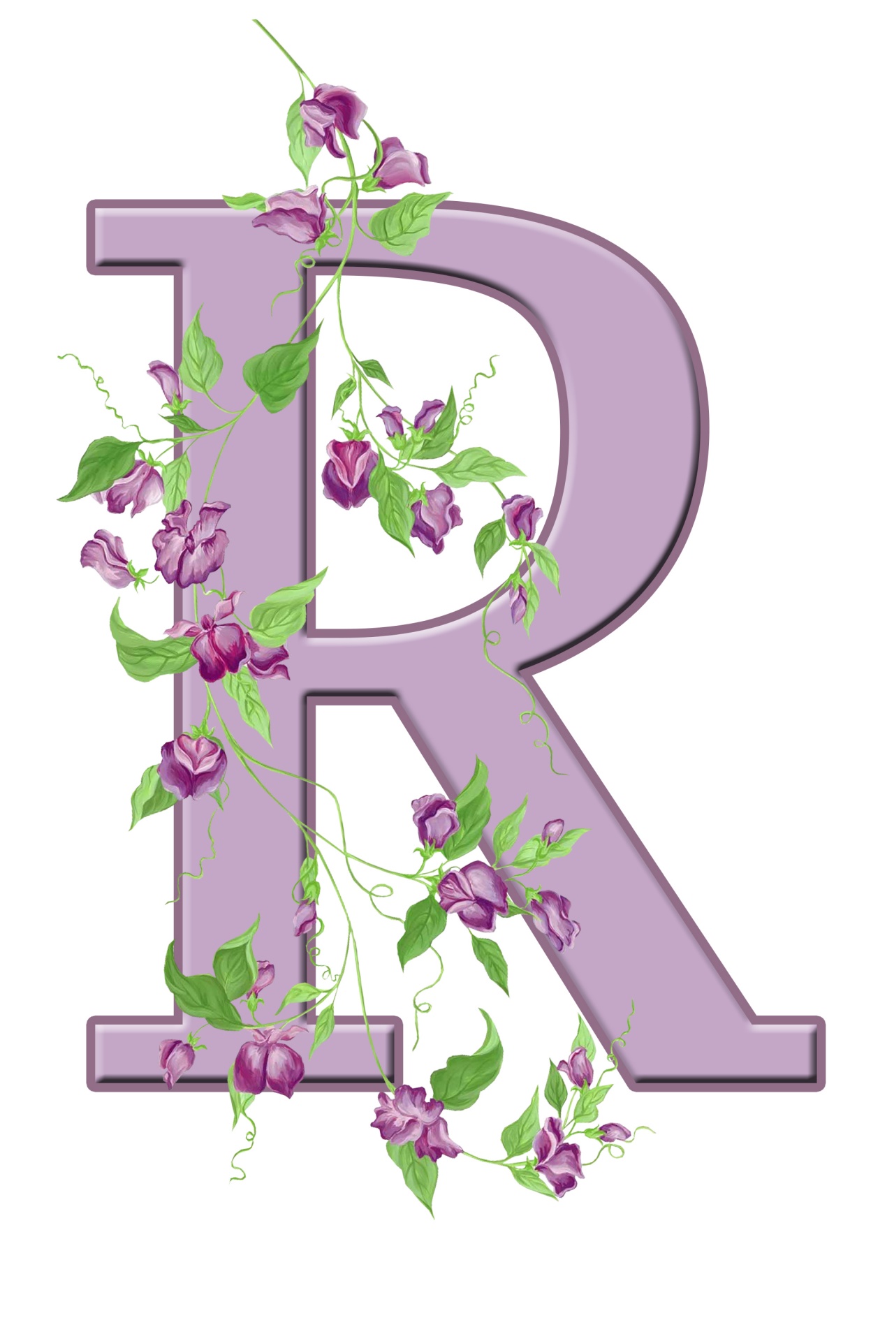 Letter R Floral Initial