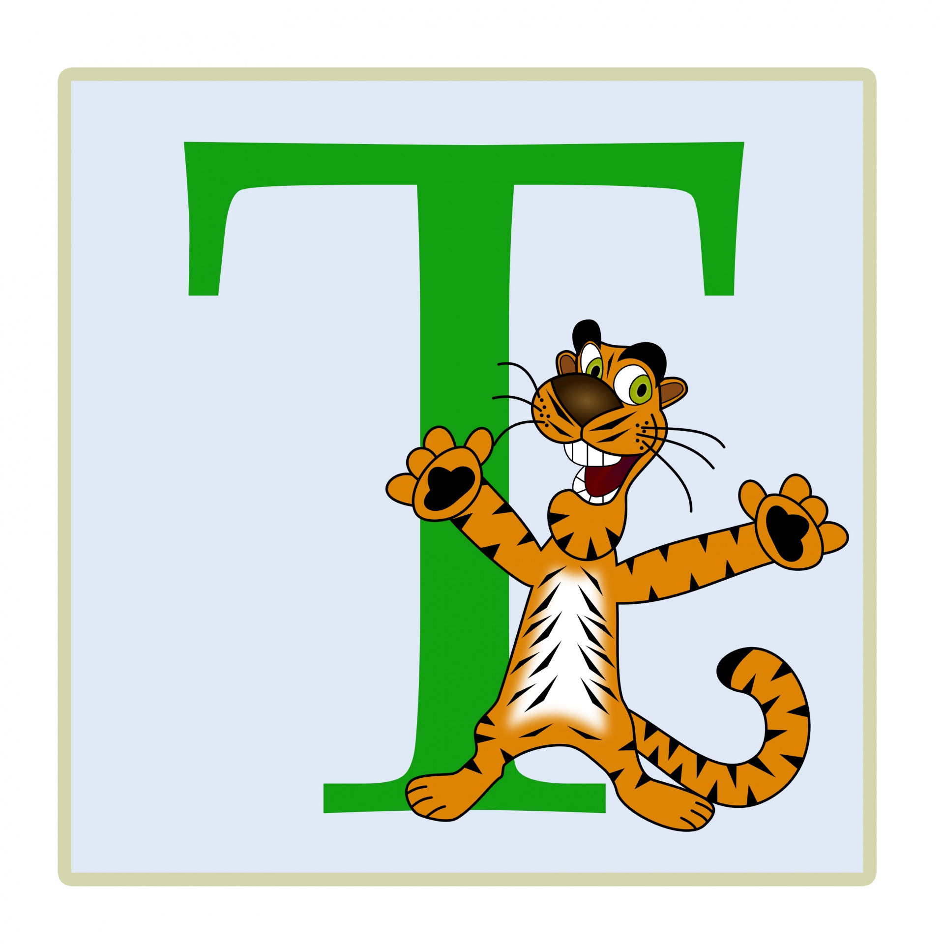 Letter T, Tiger Illustration
