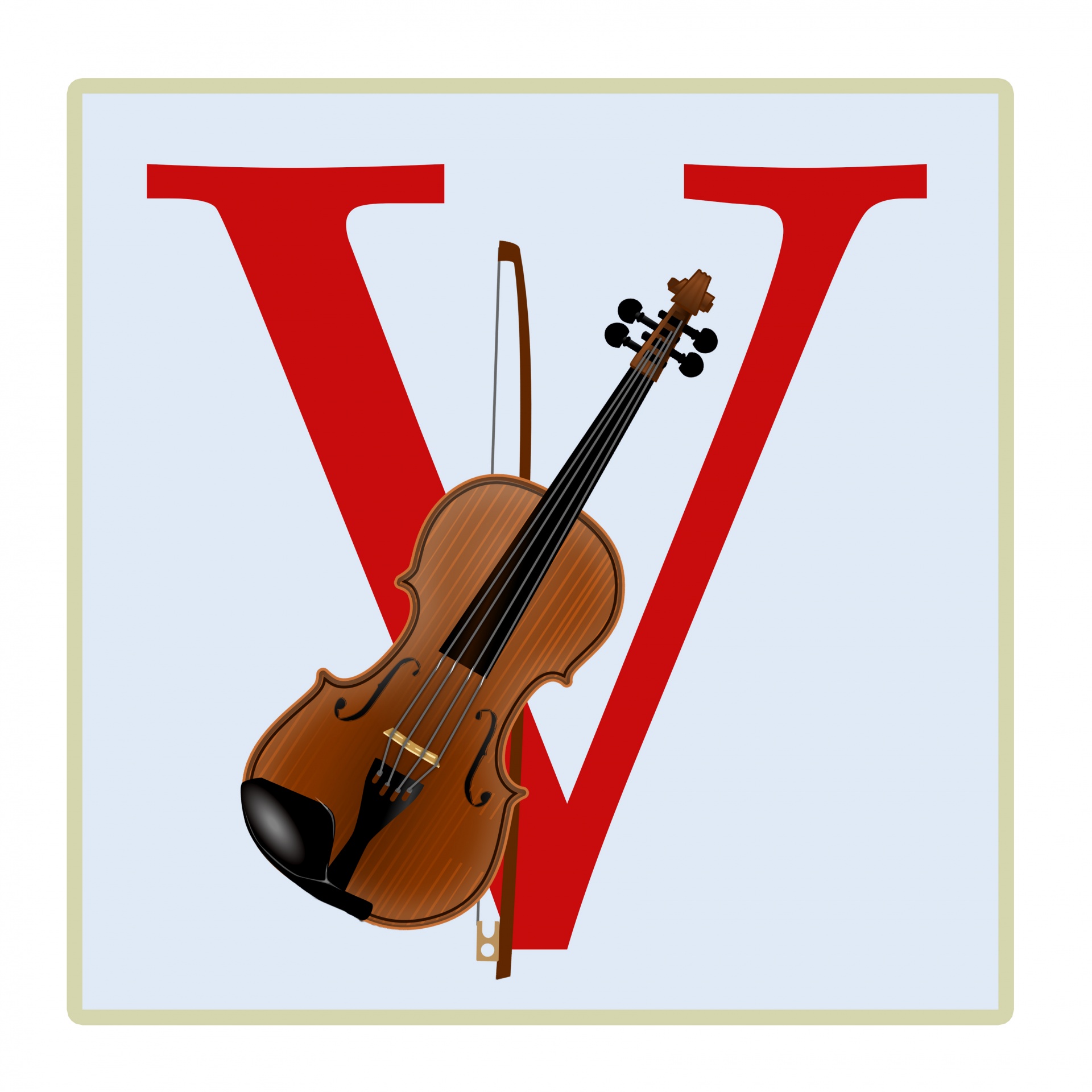 Letter V, Violin Illustration
