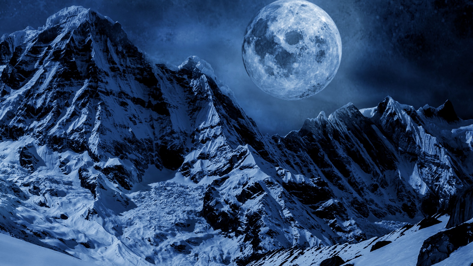 Moon In Mountains