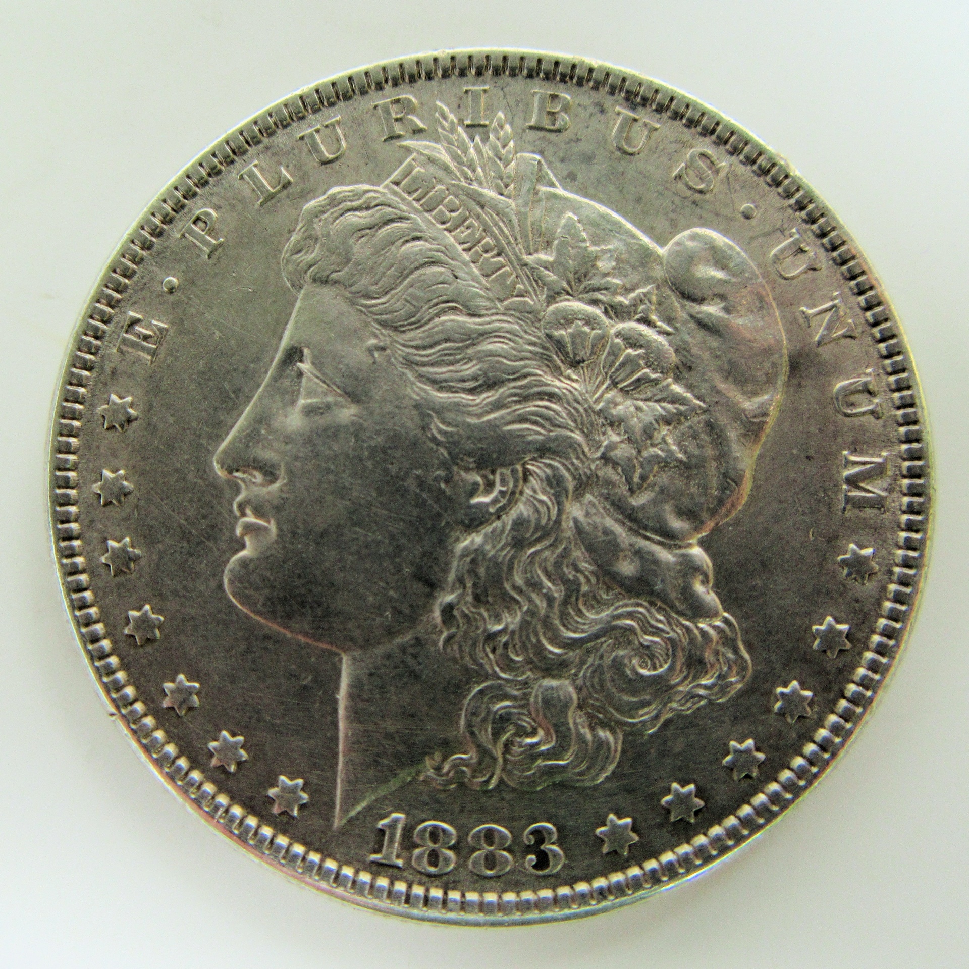 1883 morgan dollar isolated on white background obverse