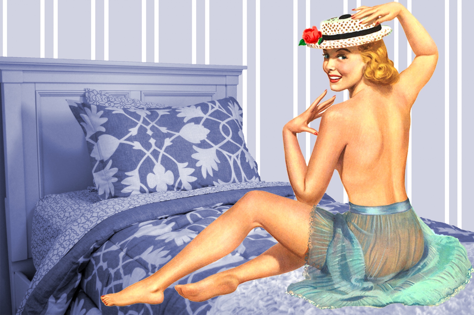 Pin-up Girl On Bed