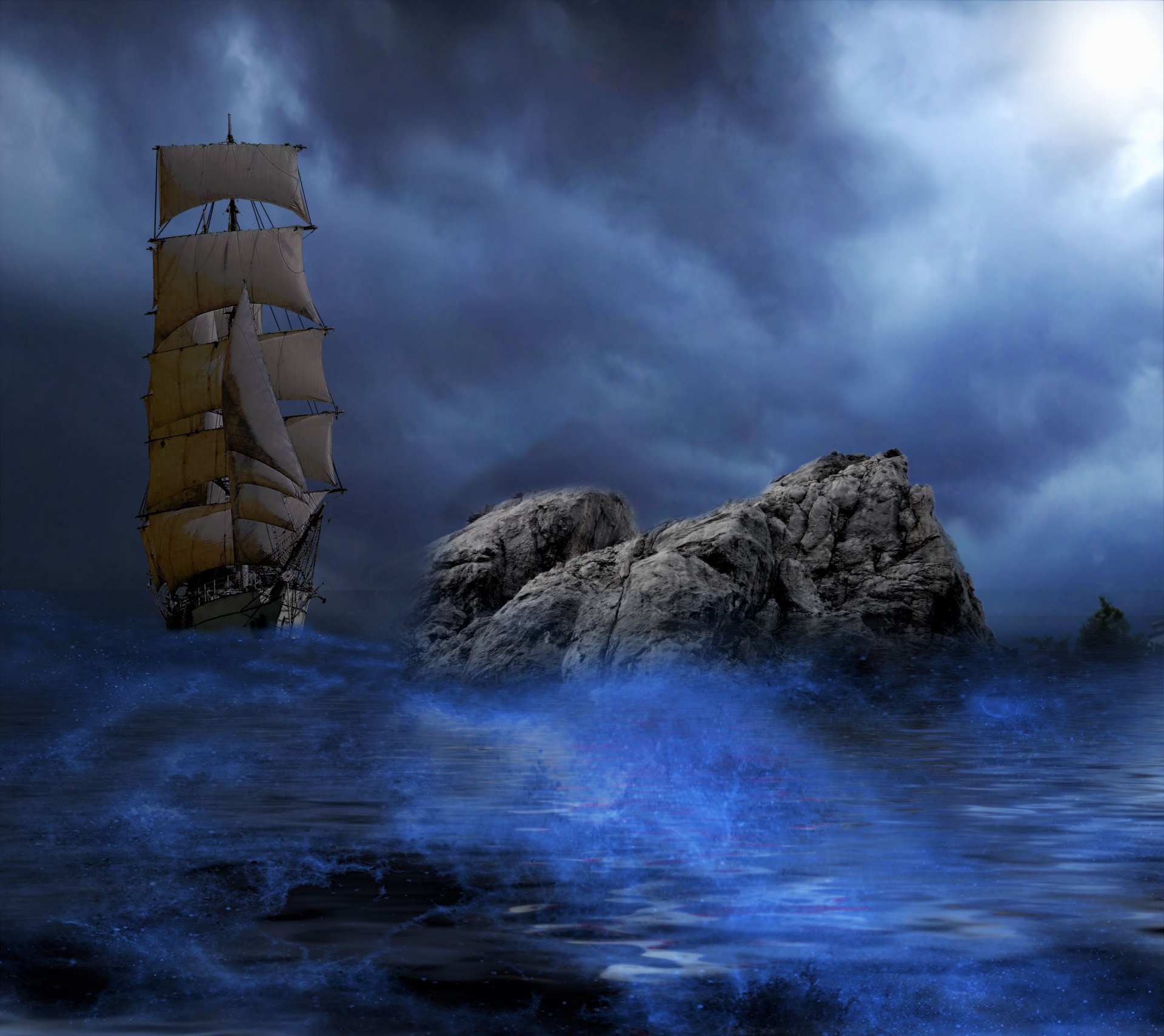 Ship In Stormy Sea