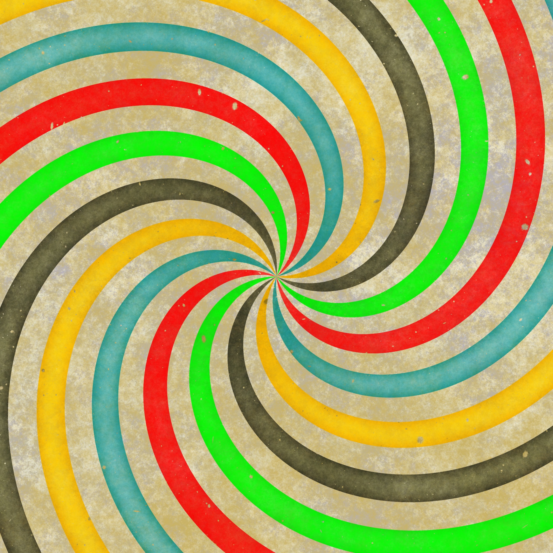 sixties swirl in red, green, blue, and gold