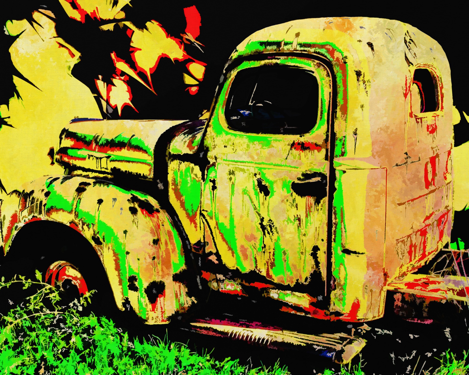 Abstract artwork of a old truck