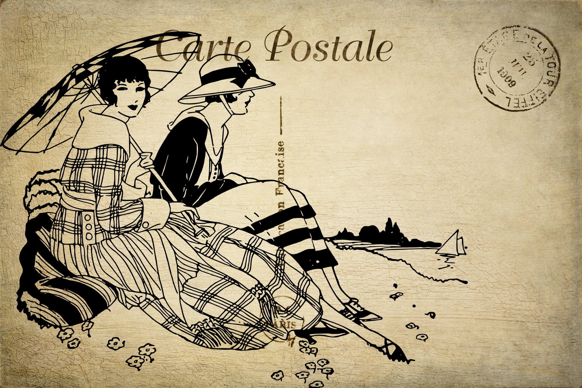 Vintage Postage Seaside Ladies