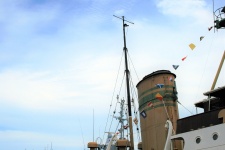 Stack And Masts Of Old Tug Boat