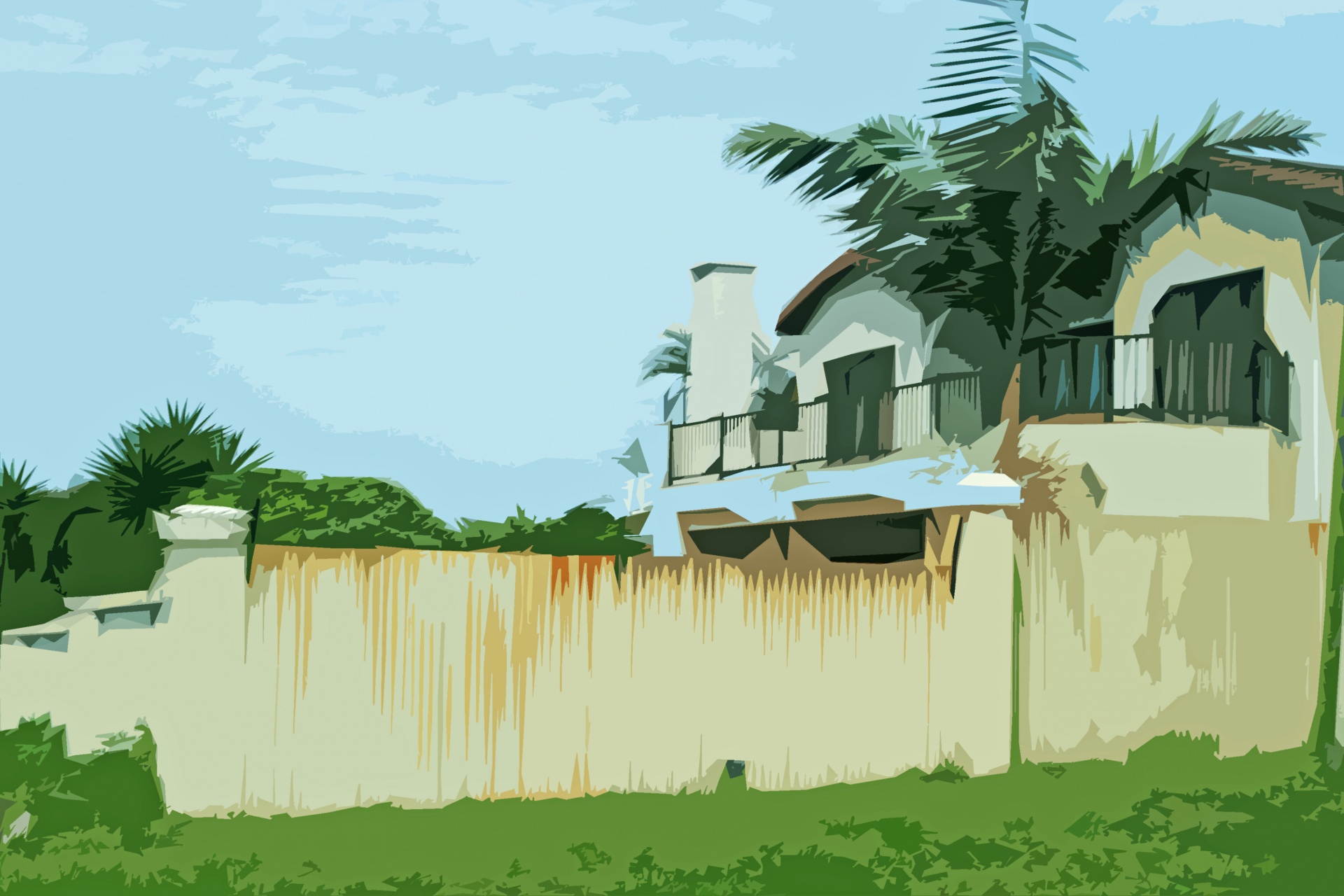 Beach House Surrounded By Fence
