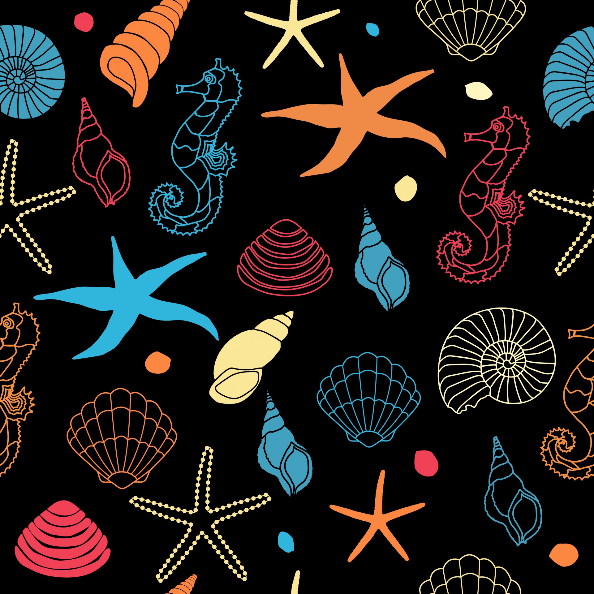 Seahorse, Starfish Wallpaper