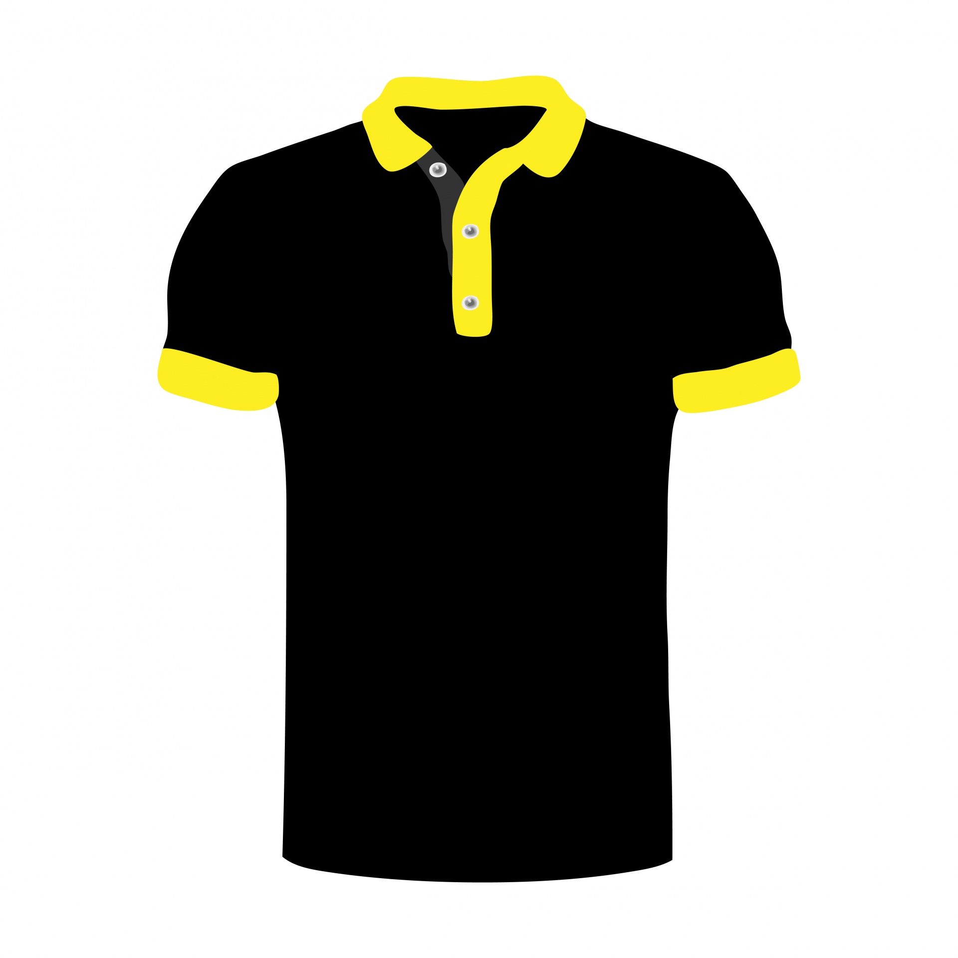 Black polo t-shirt with yellow trim