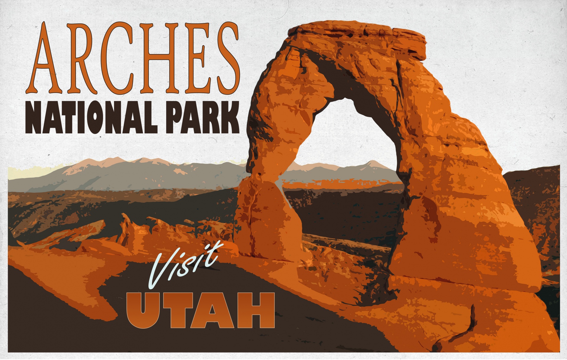 Vintage style travel poster for Arches National Park, Utah, USA