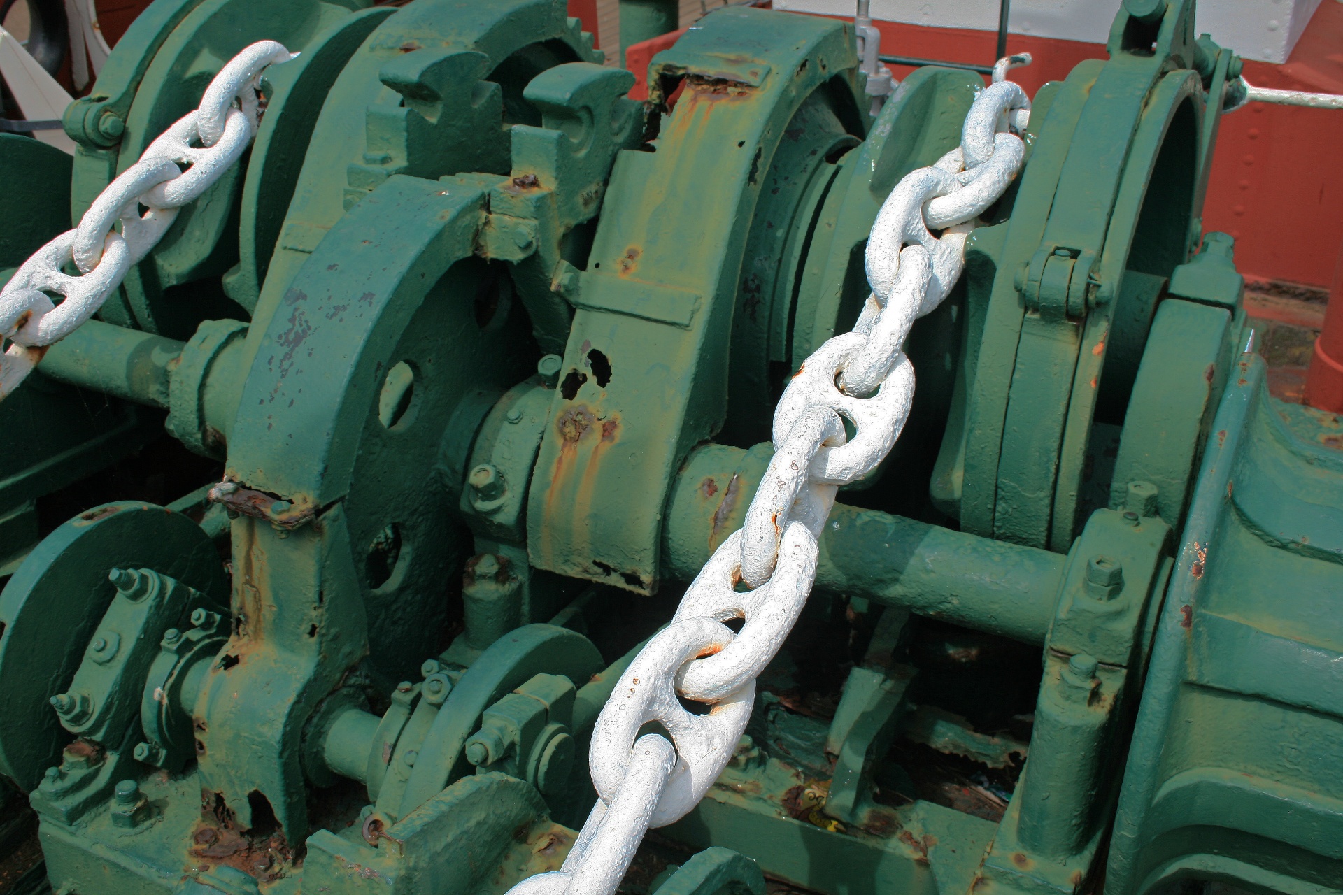 White Chains On Deck Of Tug