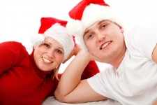 Couple In Santa Hats