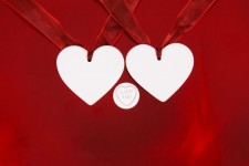 Hearts On Red Background