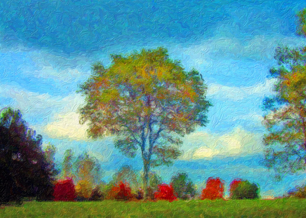 Original painting of trees in autumn