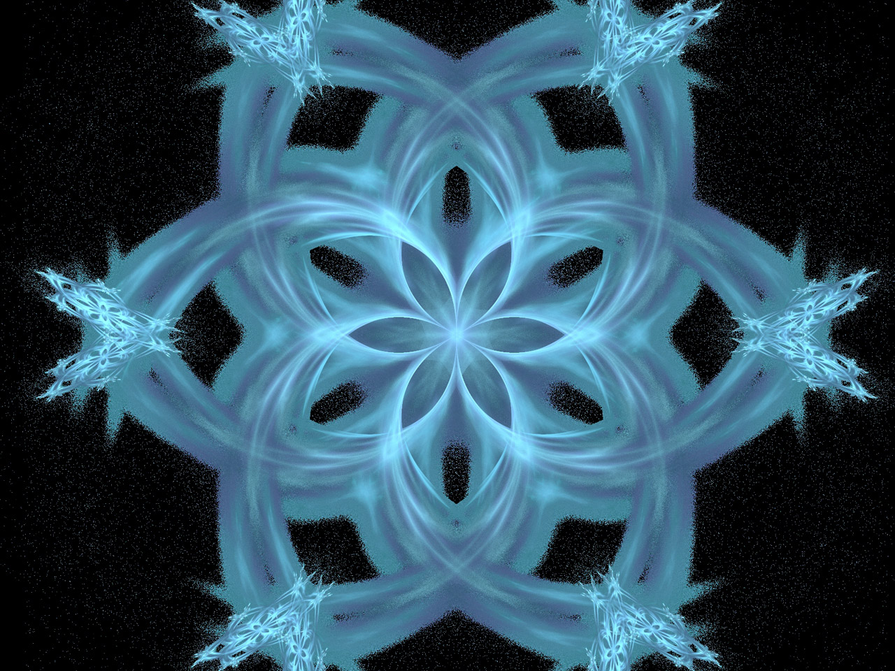Blue pattern in flame style fractal with chalky appearance